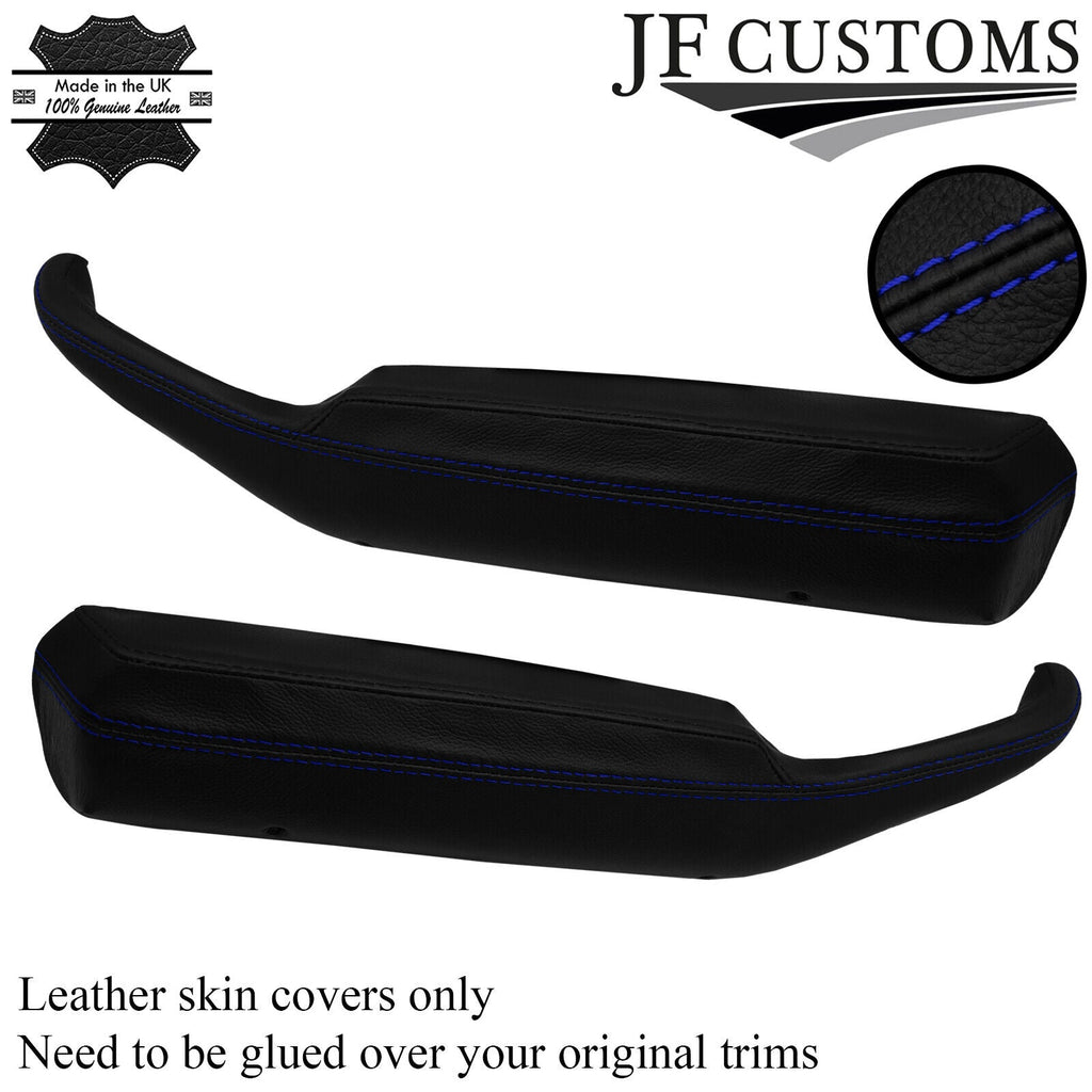 BLUE STITCH LEATHER 2X DOOR HANDLE ARMREST COVER FOR CORVETTE C3 1978-1982