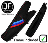 RED STITCH TRI STRIPE SUEDE HANDBRAKE + PLASTIC FRAME FOR BMW E81 E82 E87 E88