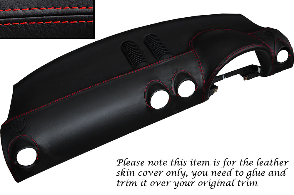 RED STITCHING DASH DASHBOARD LEATHER SKIN COVER FITS AUDI TT MK1 1998-2006
