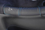 FITS PEUGEOT 306  2X DOOR HANDLE COVERS blue stitching CUSTOM NEW MADE IN UK