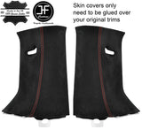 RED STITCH 2X UPPER D PILLAR SUEDE COVERS FOR LAND ROVER DISCOVERY 4 09-16