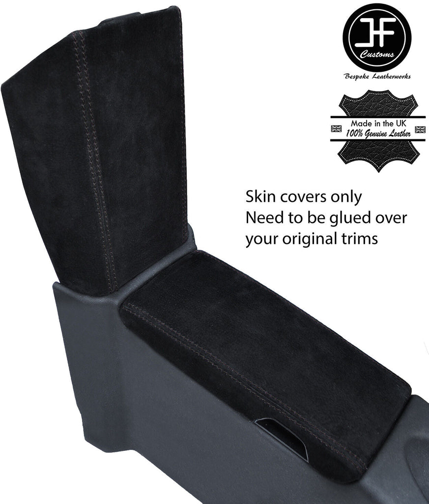BLACK STITCH ARMREST LID & STORAGE LID SUEDE COVERS FOR MERCEDES SLK R171 04-11