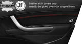 RED STITCH 2X FRONT DOOR CARD TRIM LEATHER COVER FOR PEUGEOT 308 07-12 5 DOOR