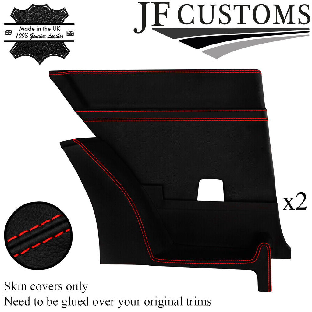RED STITCH LEATHER 2X REAR DOOR CARD COVERS FITS LANCIA BETA VOLUMEX COUPE