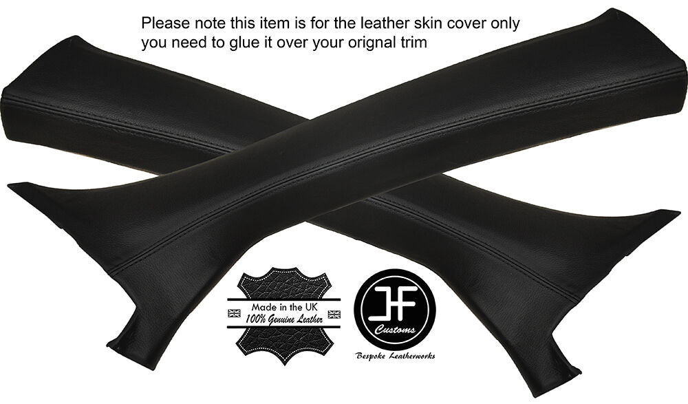 BLACK STITCH 2X A POST PILLAR LEATHER COVERS FITS FIAT 500X 500 X 2014-2017