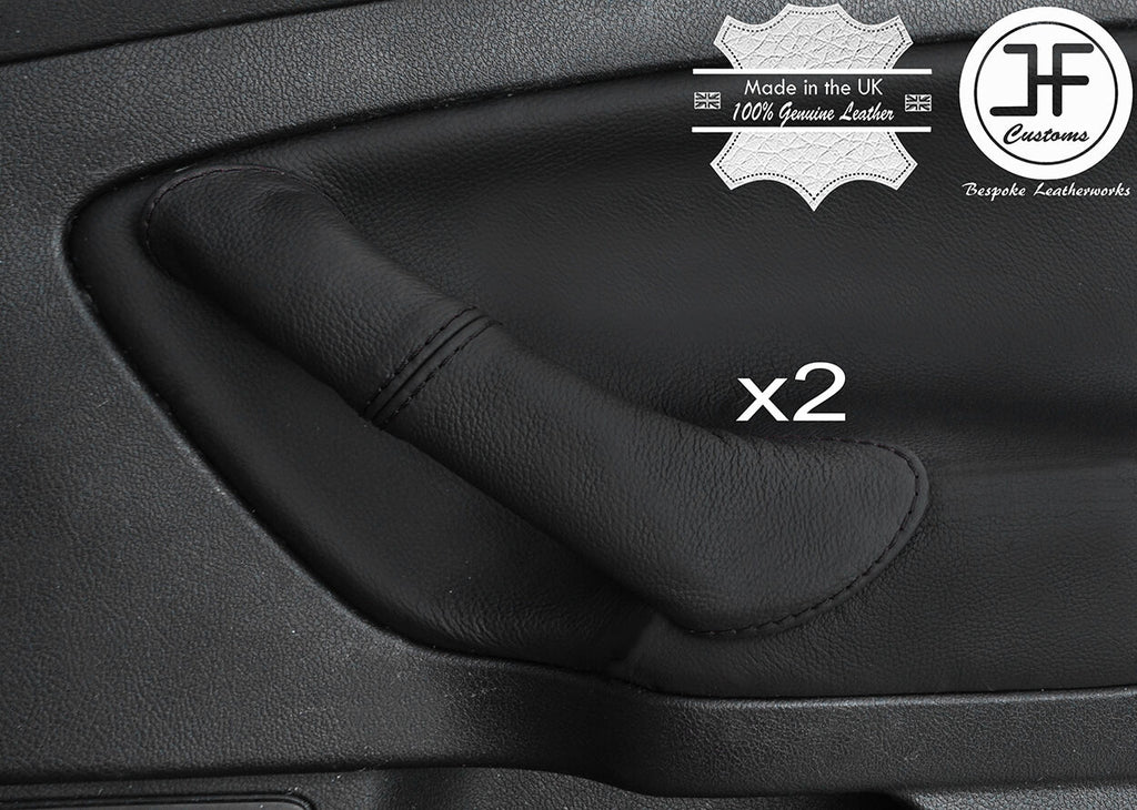 BLACK STITCH 2X REAR DOOR HANDLE LEATHER COVER FITS FORD MONDEO MK4 2007-2013