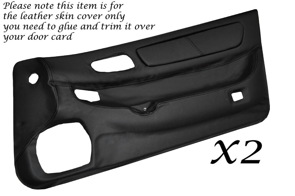 BLACK STITCH 2X DOOR CARDS LEATHER COVERS FITS MITSUBISHI GTO 3000GT 1992-1999