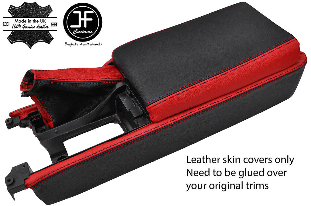 BLACK & RED LEATHER CONSOLE+ARMREST+HANDBRAKE COVERS FITS NISSAN 300ZX 90-96