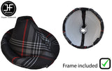 BLACK STITCH TARTAN FABRIC GEAR GAITER+PLASTIC FRAME FOR VW T5 TRANSPORTER 2T