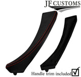 RED STITCH CARBON VINYL 1X FRONT DOOR HANDLE TRIM+COVER FOR BMW E90 E91 E92 E93