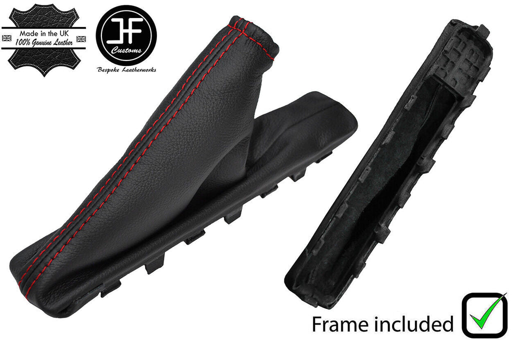 RED STITCH LEATHER HANDBRAKE GAITER+PLASTIC FRAME FOR SKODA OCTAVIA MK3 13-18
