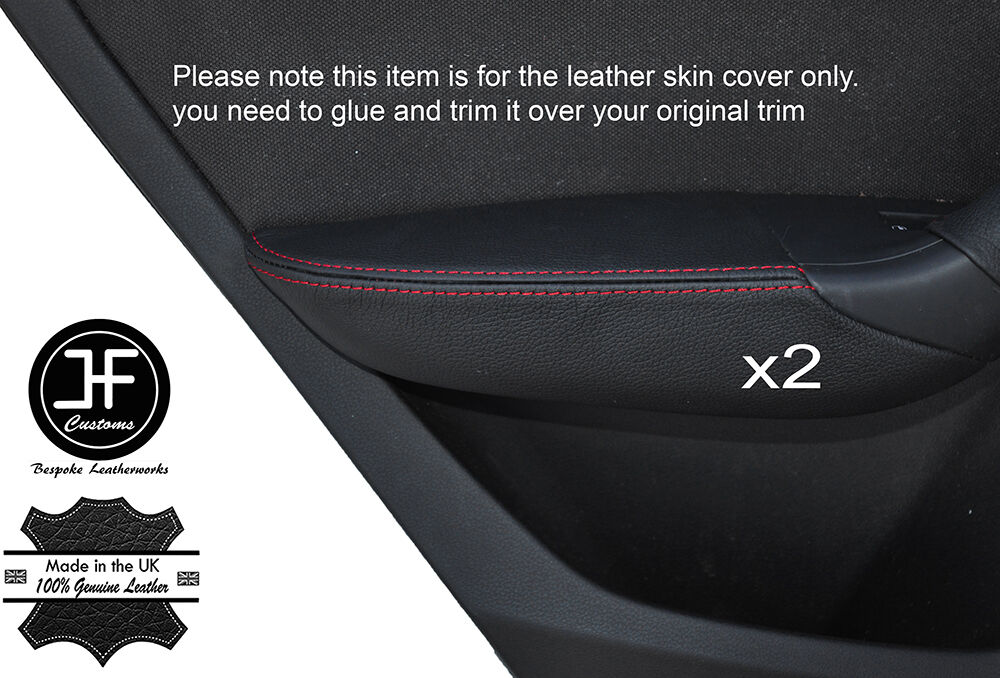 RED STITCHING 2X REAR DOOR ARMREST LEATHER  COVERS FITS AUDI Q3 2012-2016
