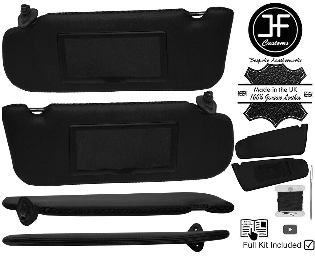 BLACK CROSS STITCH 2X SUN VISOR LEATHER COVERS FOR FORD THUNDERBIRD 1994-1995