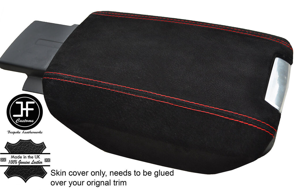 RED STITCHING REAL SUEDE ARMREST LID COVER FITS PORSCHE CAYENNE 92A 2011-2016