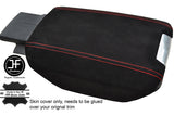 RED STITCHING REAL SUEDE ARMREST LID COVER FITS PORSCHE CAYENNE 92A 2011-2016