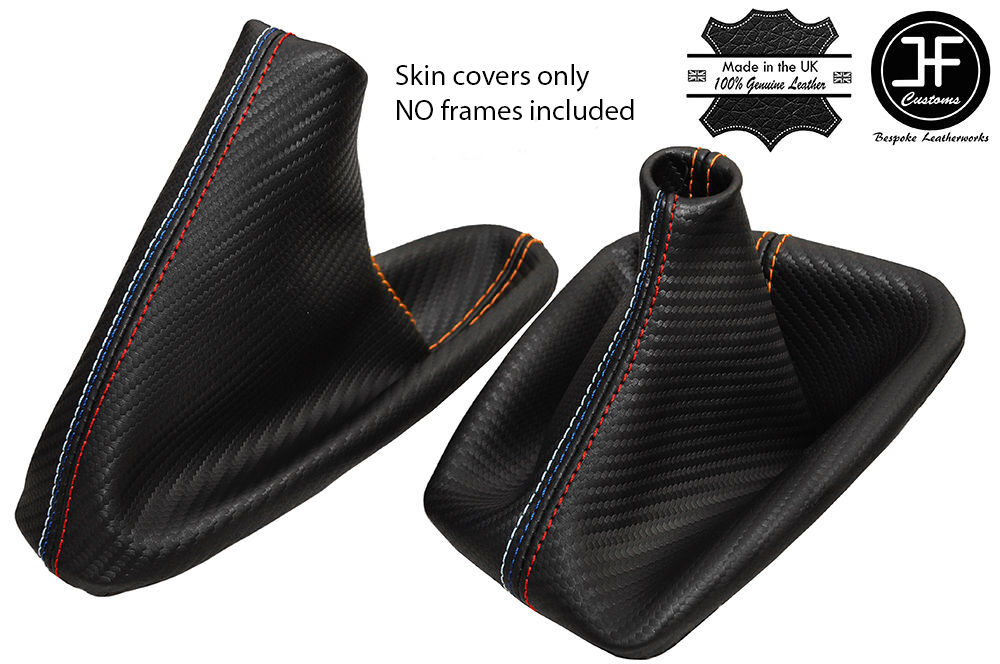 ORANGE & TRI STITCH CARBON VINYL GEAR HANDBRAKE GAITER FOR BMW E39 95-02