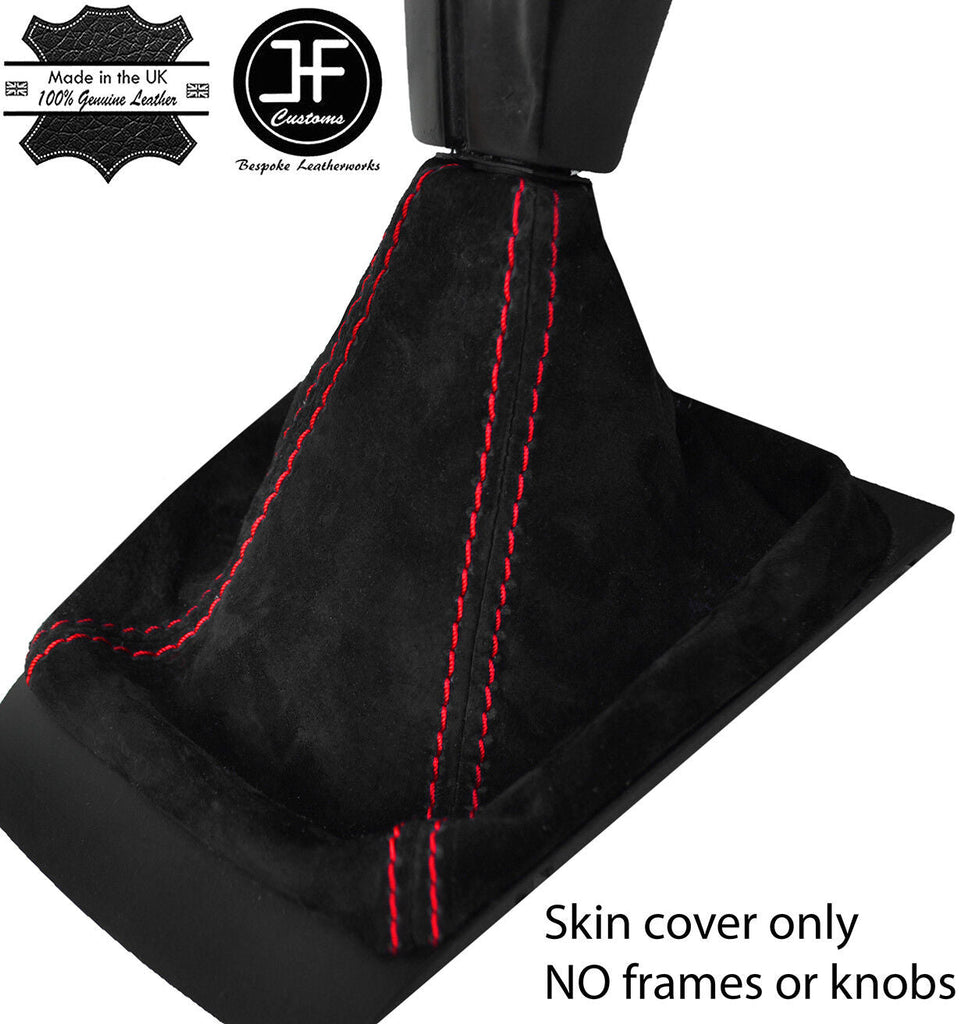 RED STITCHING REAL SUEDE  GEAR GAITER FITS SKODA OCTAVIA MK2 2004-2012