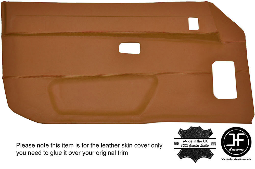 BROWN LEATHER 2X FULL DOOR CARD LEATHER COVERS FITS PORSCHE 924 944 75-85