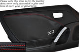 RED STITCH 2X FRONT DOOR CARD LEATHER SKIN COVERS FITS DAIHATSU COPEN 2003+