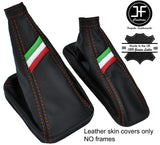 TAN STITCH ITALIAN FLAG REAL LEATHER GAITER SET FOR ALFA ROMEO GT 2003-2010