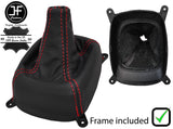 RED STITCH LEATHER GEAR GAITER+PLASTIC FRAME FITS MITSUBISHI COLT 1995-2003