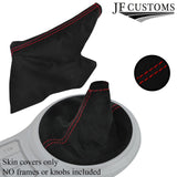 RED STITCH REAL SUEDE GEAR+HANDBRAKE GAITER FOR TOYOTA GT86 SUBARU BRZ 12-17