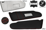 RED CROSS STITCH 2X SUN VISOR LEATHER COVERS FOR VW T6 TRANSPORTER 2 MIRROR