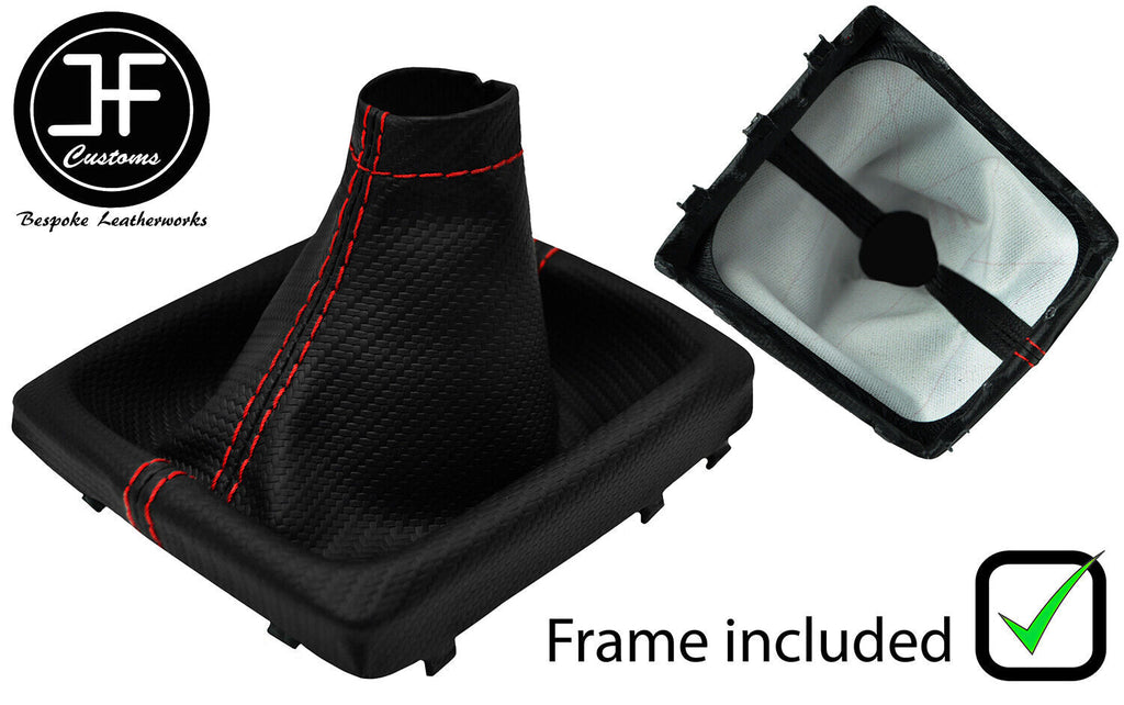 RED STITCH CARBON VINYL GEAR GAITER+PLASTIC FRAME FOR SUBARU IMPREZA WRX 15-19