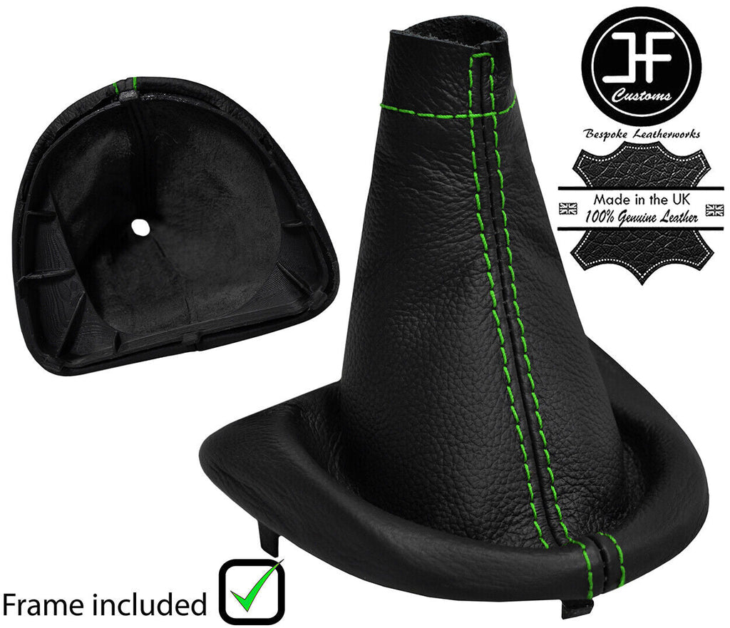 GREEN STITCH LEATHER GEAR GAITER+PLASTIC FRAME FITS RENAULT MASTER 2004-2010