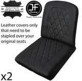 BLACK DIAMOND STITCH 2X REAR SEAT LEATHER COVERS FITS DEFENDER 90 110 1983-2006