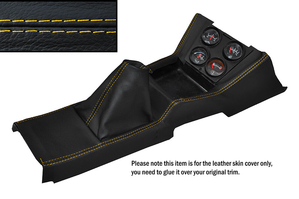 YELLOW STITCH CENTRE CONSOLE&GEAR GAITER SKIN COVERS FITS FORD CORTINA MK3 EARLY
