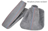 LIGHT GREY SUEDE TRI STITCH GAITER MANUAL SET FITS BMW 3 SERIES E36 E46 1992-05