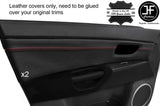 RED STITCH 2X FRONT DOOR CARD TRIM LEATHER COVERS FITS MAZDA 3 03-09 5 DOOR