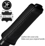 BLACK & BLACK STRIPE LEATHER HANDBRAKE HANDLE COVER FOR NISSAN 300ZX Z32 89-96