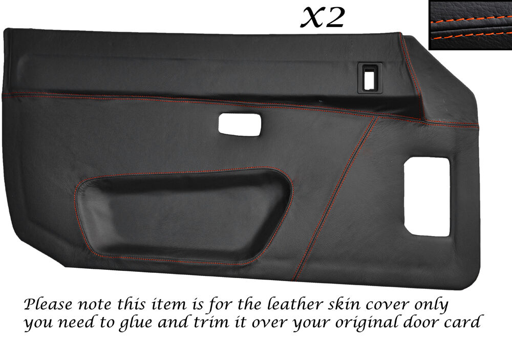 ORANGE STITCHING 2X FULL DOOR CARD LEATHER COVER  FITS PORSCHE 924 944 75-89
