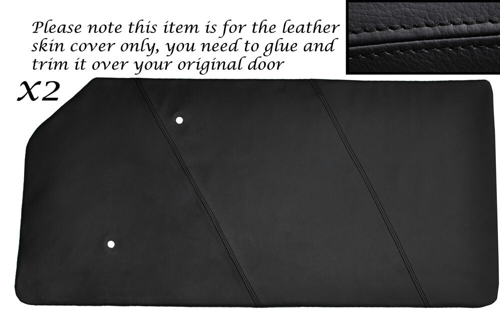 BLACK STITCHING 2X FRONT DOOR CARDS LEATHER SKIN COVERS FITS TRIUMPH HERALD