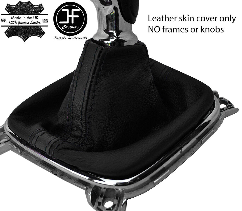 BLACK & BLACK STRIPE REAL LEATHER GEAR GAITER FOR KIA CEE'D CEED 2013-2018