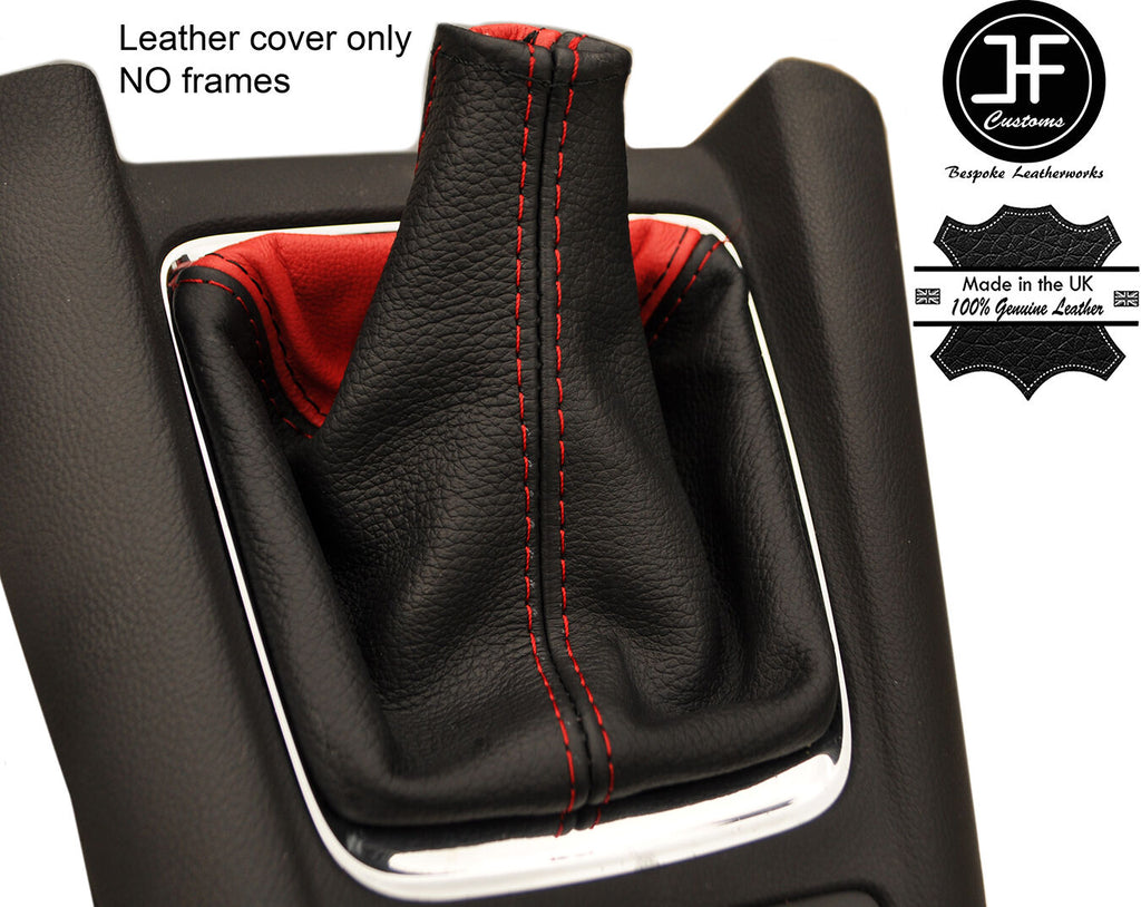 BLACK & RED LEATHER GEAR GAITER FITS VAUXHALL OPEL ZAFIRA C TOURER 2012-17