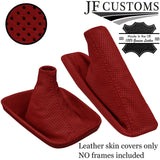 D RED ITALIAN PERFORATED LEATHER GEAR HANDBRAKE GAITERS SET FOR BMW E36 91-98