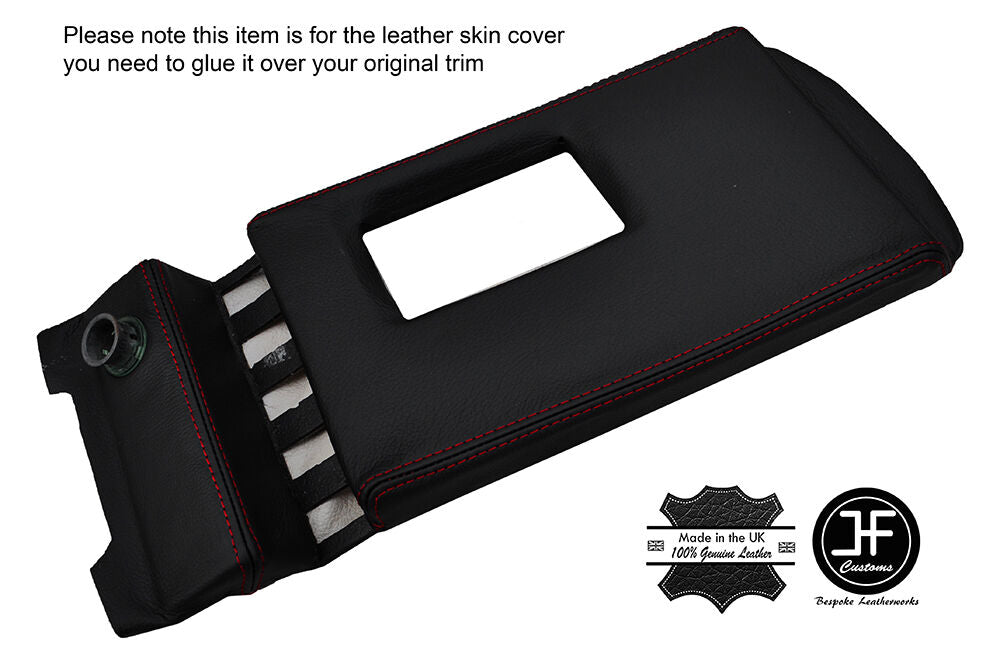 RED STITCH TOP CENTER CONSOLE PAD LEATHER COVER FITS DELOREAN DMC-12 81-83