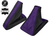 BLACK & PURPLE TOP GRAIN LEATHER GEAR & HANDBRAKE GAITER FOR SKYLINE R33 GTS GTR