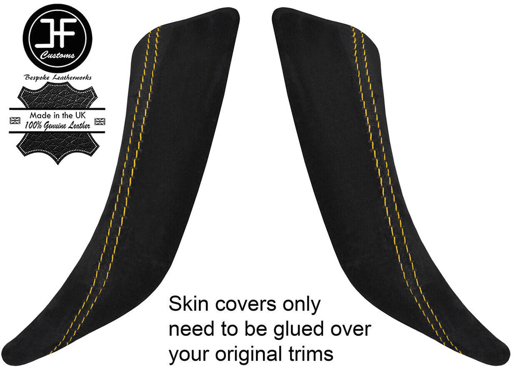 YELLOW STITCH 2X FRONT DOOR HANDLE TRIM SUEDE COVERS FOR BMW 1 SERIES F20 11-18