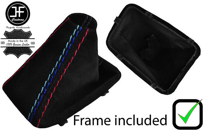 BLACK & TRI STITCH AUTO SUEDE GAITER BOOT+PLASTIC FRAME FOR BMW E90 E91 E92 E93