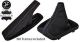 BLACK & TRI STITCHING LEATHER GEAR+HANDBRAKE GAITER FOR BMW E34 5 SERIES 88-96