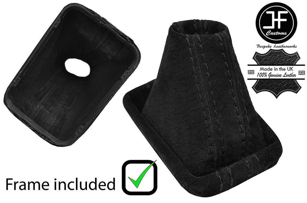 BLACK STITCH REAL SUEDE DSG AUTOMATIC GAITER+PLASTIC FRAME FITS VW AMAROK 10-18