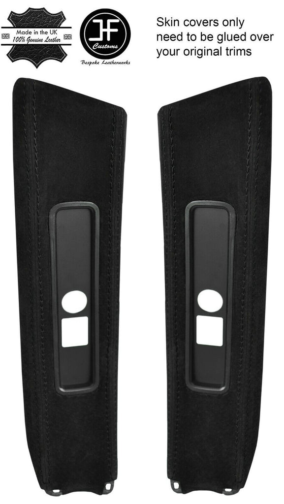 BLACK STITCH 2X B PILLAR SUEDE COVERS FOR PORSCHE CARRERA 996 COUPE 1997-2005