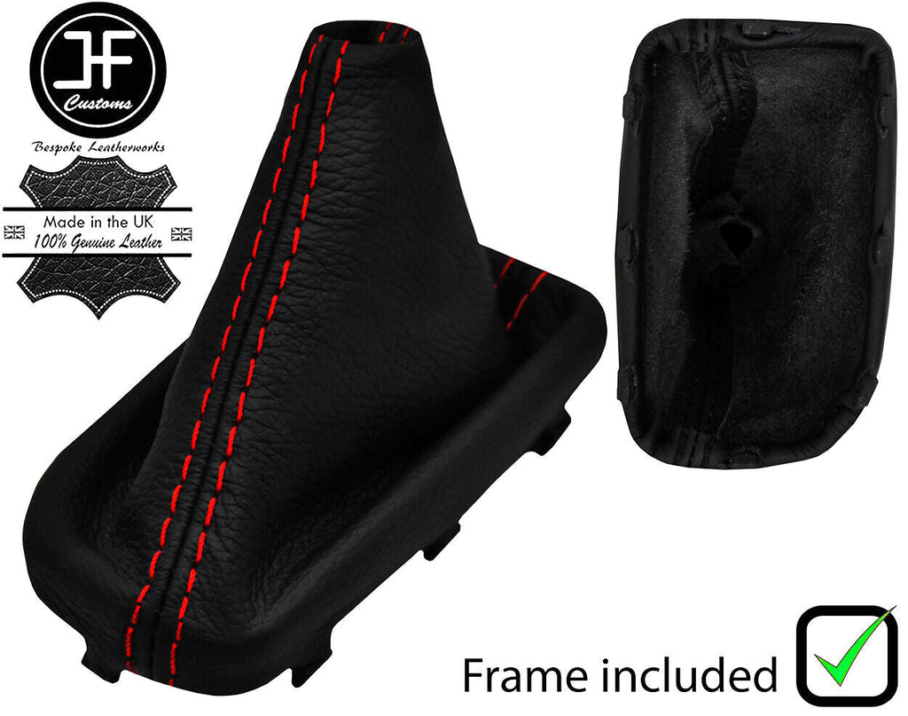 RED STITCH LEATHER AUTOMATIC GEAR GAITER+PLASTIC FRAME FITS KIA RIO 2011-2016