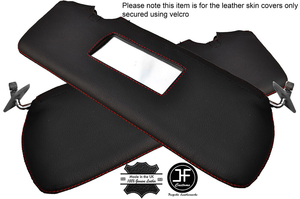 RED STITCHING 2X SUN VISORS LEATHER COVERS FITS ROVER SD1 3500 2600 2300