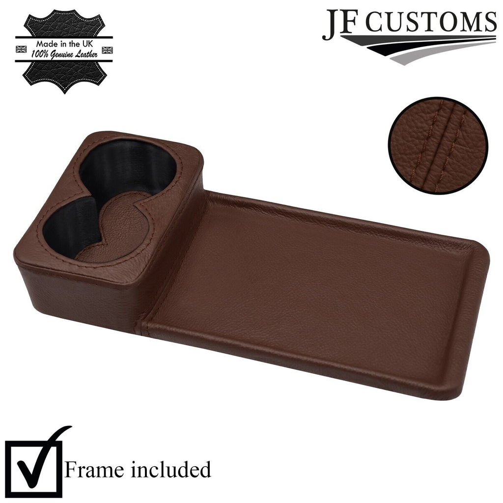 BROWN LEATHER COVERED CONSOLE CUP HOLDER TRIM FITS MERCEDES W126 S CLASS 79-91