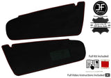 RED CROSS STITCH 2X SUN VISOR LUXE SUEDE COVERS FOR TOYOTA SUPRA MK3 86-93